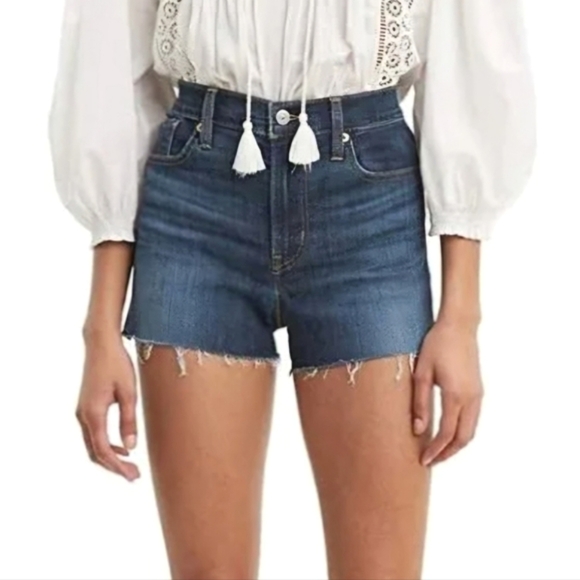 Levi's High Rise Short Dark Wash Denim - Picture 1 of 14